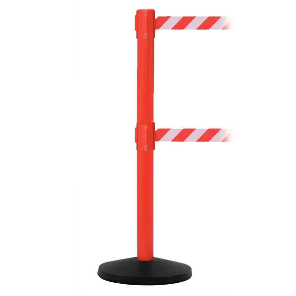 Queue Solutions SafetyMaster Twin 450, 11' Red, Red/White CAUTION DO NOT ENTER Belt SMTwin450R-RWC110